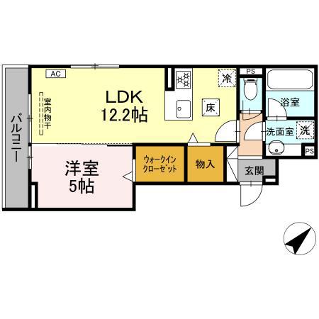 D-AVANCE 柱六番町Ⅲ(1LDK/2階)の間取り写真