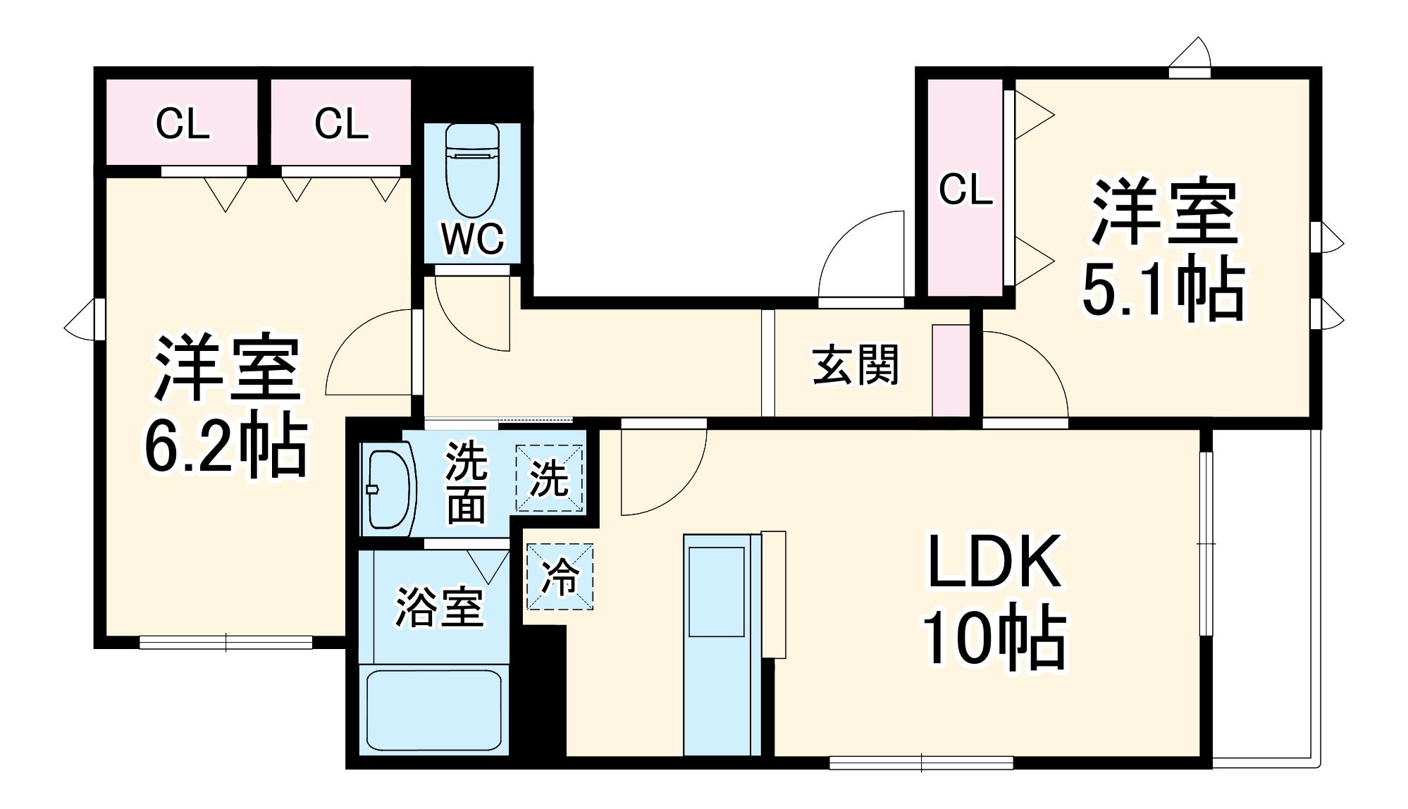 ピアト リザイア(2LDK/2階)の間取り写真