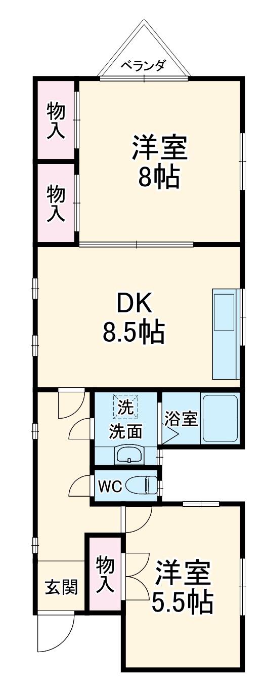 コーポS3(2LDK/3階)の間取り写真