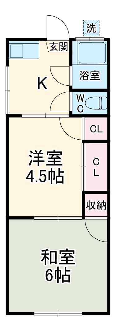 第2海望荘(2K/2階)の間取り写真