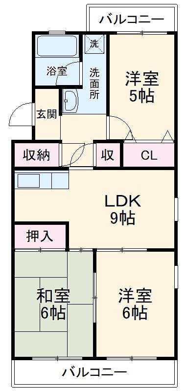 マンションピノⅡ(3LDK/2階)の間取り写真
