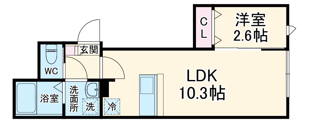 KEIAI RESIDENCE 西大宮Ⅱ(1LDK/3階)の間取り写真