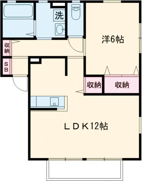 ROSA A棟(1LDK/2階)の間取り写真