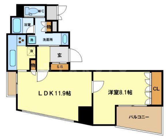 リーガル四ツ橋筋(1LDK/7階)の間取り写真