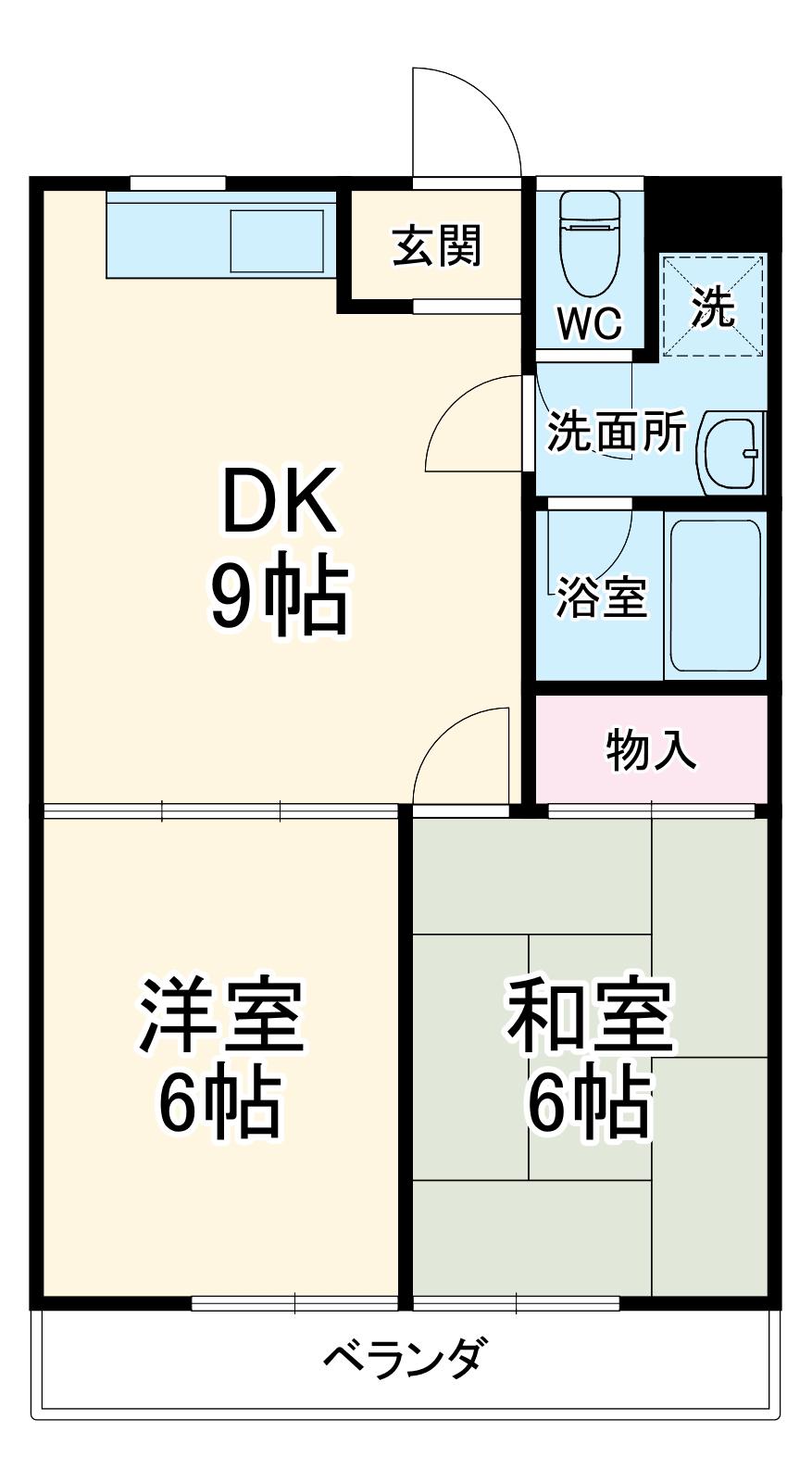 マンションいしはら(2DK/4階)の間取り写真