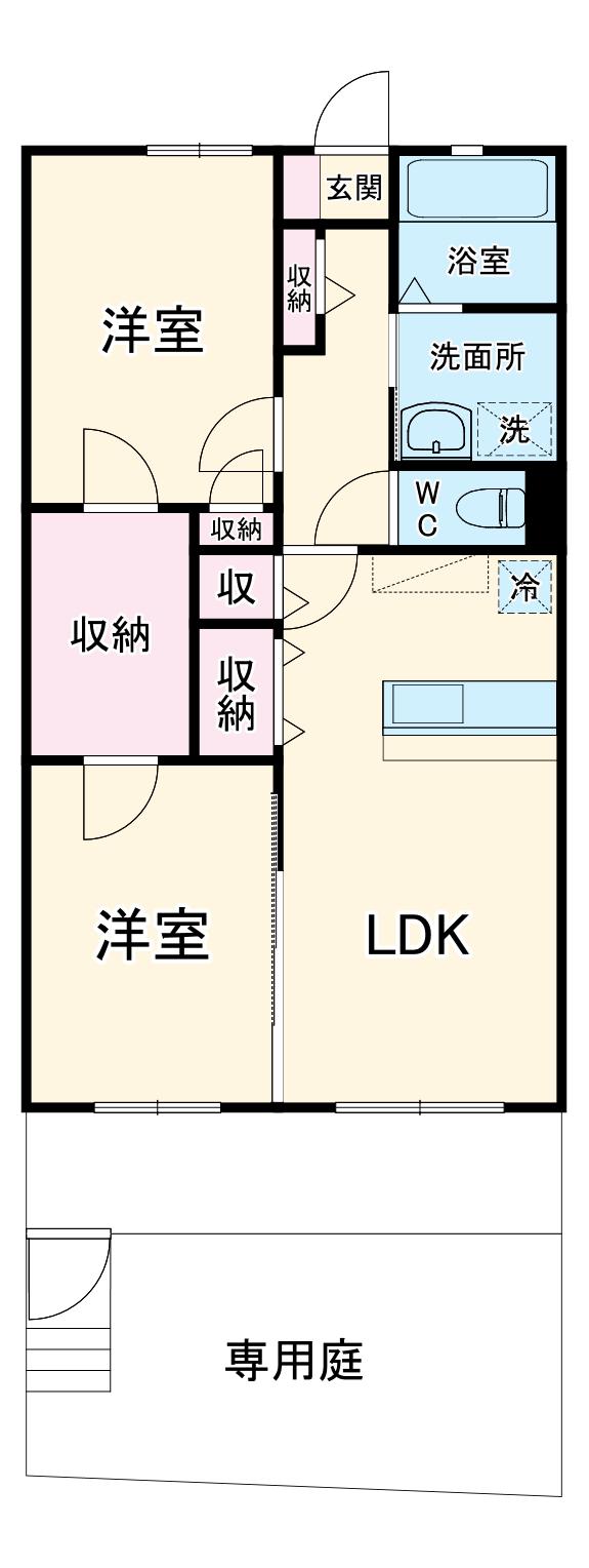 グローリアス・ガーデン(2LDK/1階)の間取り写真