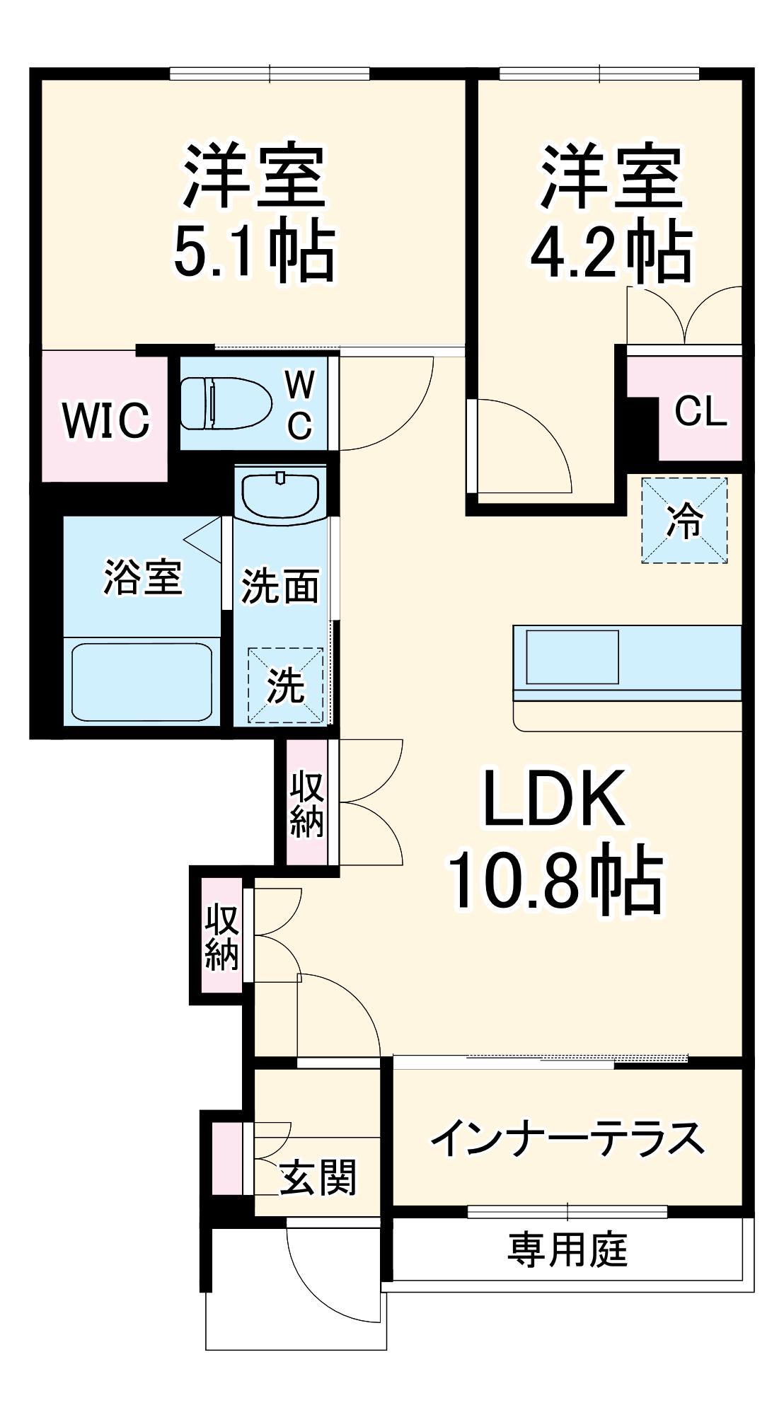 ノイエプルーシア(2LDK/1階)の間取り写真