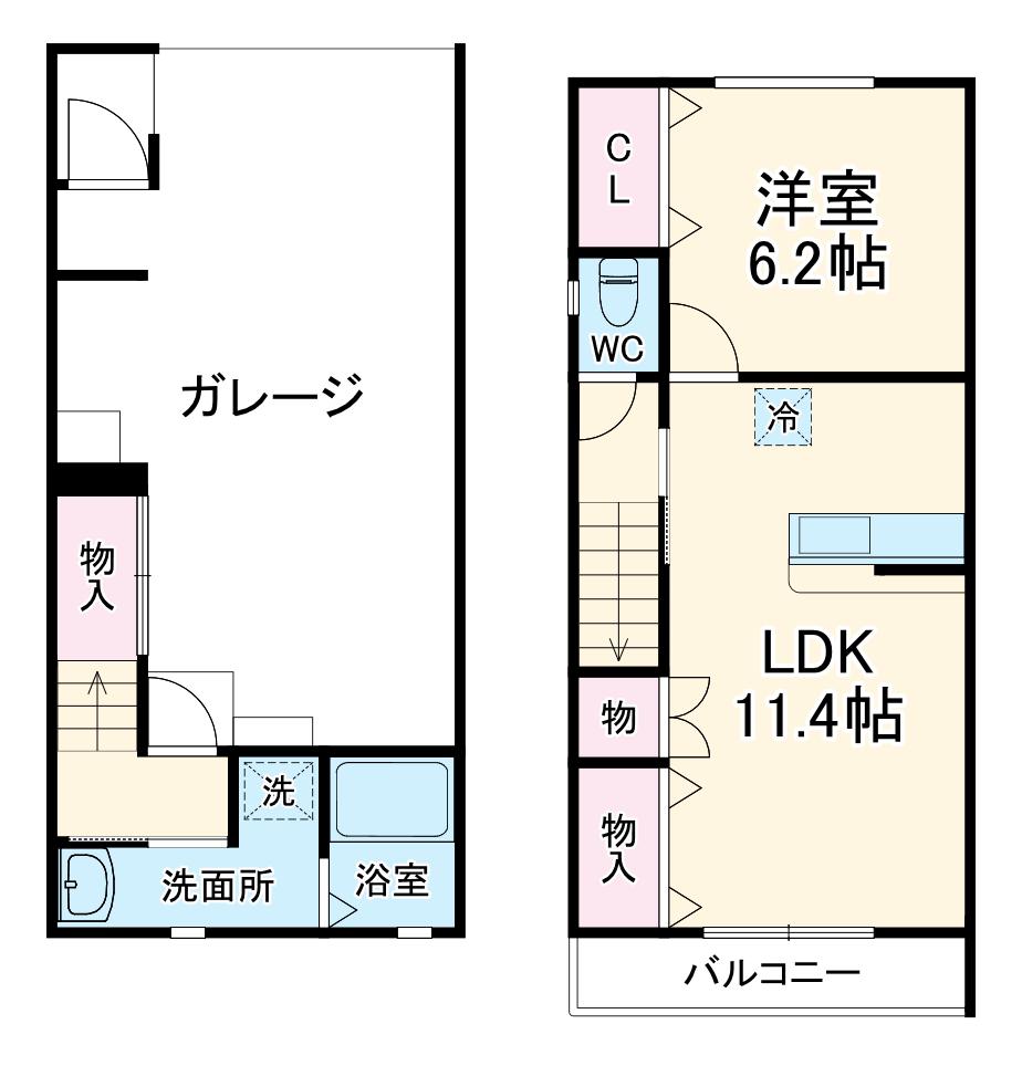 仮）鷲津ガレージハウス(1LDK)の間取り写真