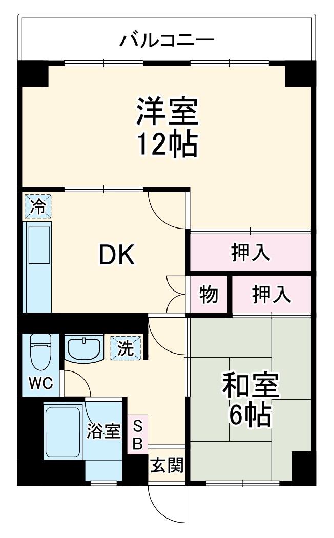 磯子駅前ビル(2DK/5階)の間取り写真
