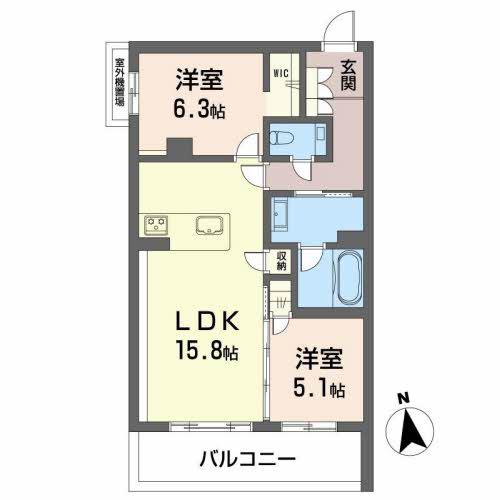 アンビエラ(2LDK/4階)の間取り写真