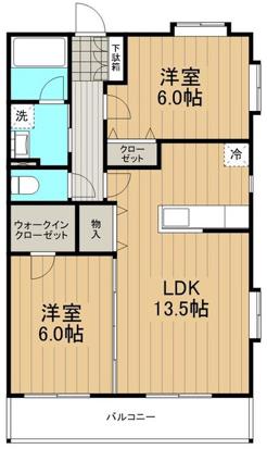 グランシャリオ湘南(2LDK/2階)の間取り写真