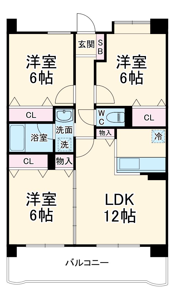 グランシャリオ湘南(3LDK/4階)の間取り写真