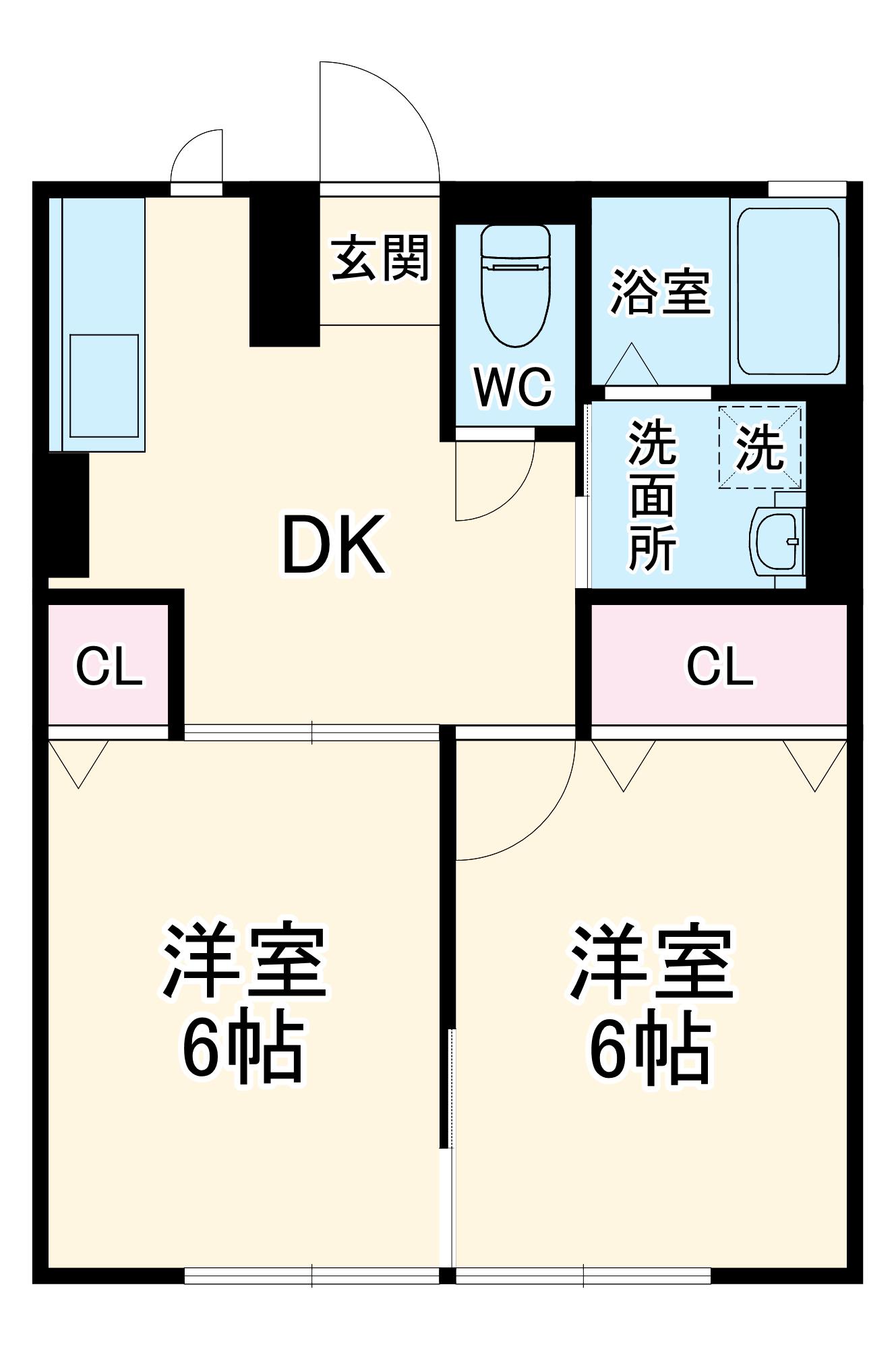 レトア加藤(2DK/2階)の間取り写真