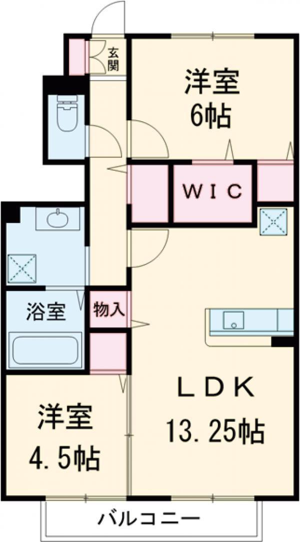 ルミエールドエスポワールⅡ(2LDK/1階)の間取り写真