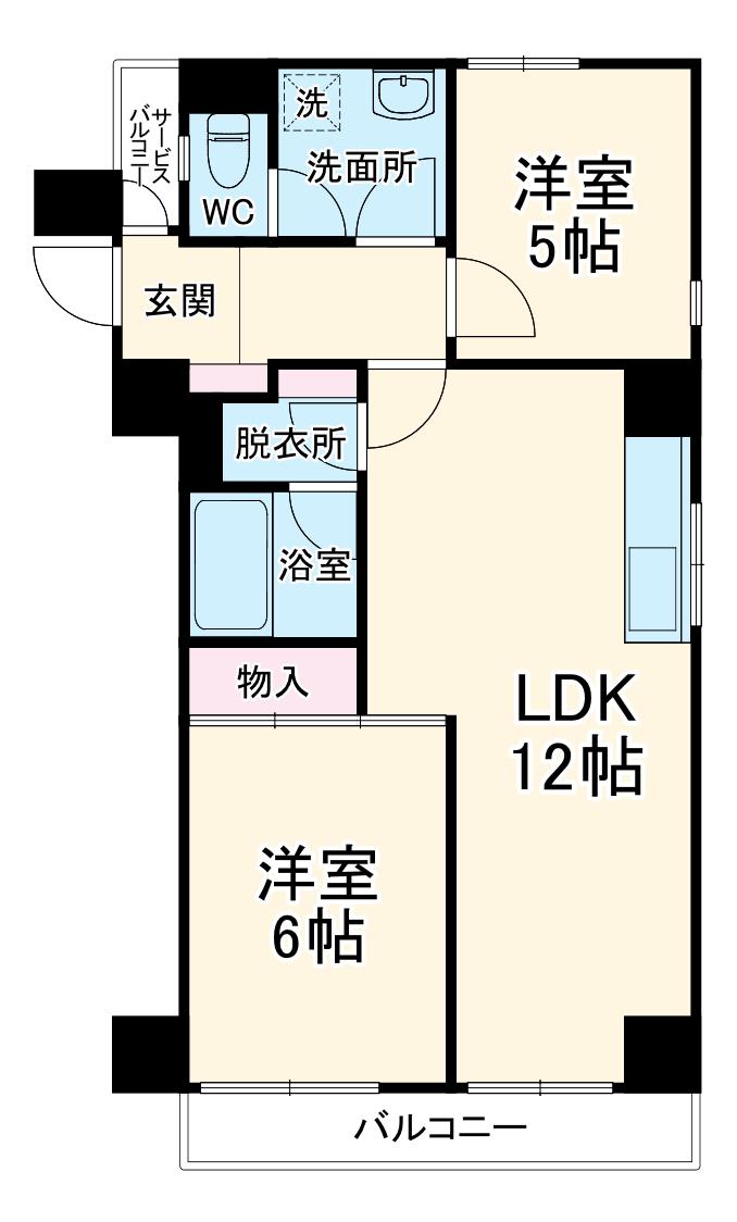 ライオンズマンション伊勢佐木長者町(2LDK/2階)の間取り写真