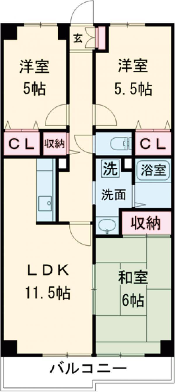 カーサエストゥペンダ奥住(3LDK/1階)の間取り写真