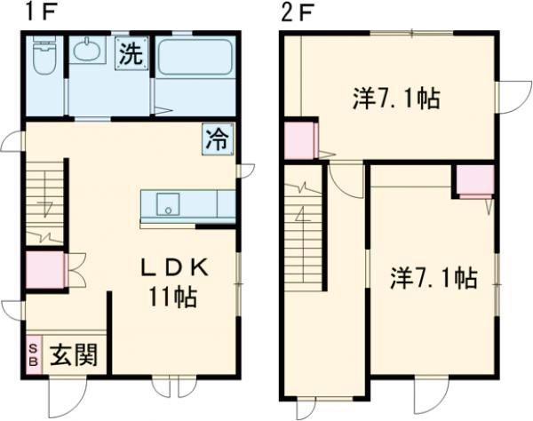 東武鉄道宇都宮線 江曽島駅 徒歩38分 2階建 築1年(2LDK)の間取り写真