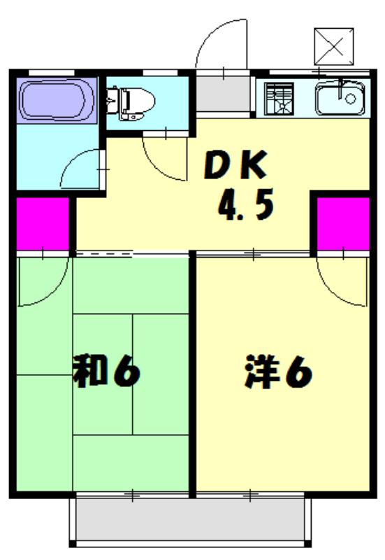 シティハイム宮代(2K/2階)の間取り写真