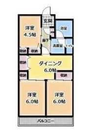 アルカディア岸(3DK/5階)の間取り写真