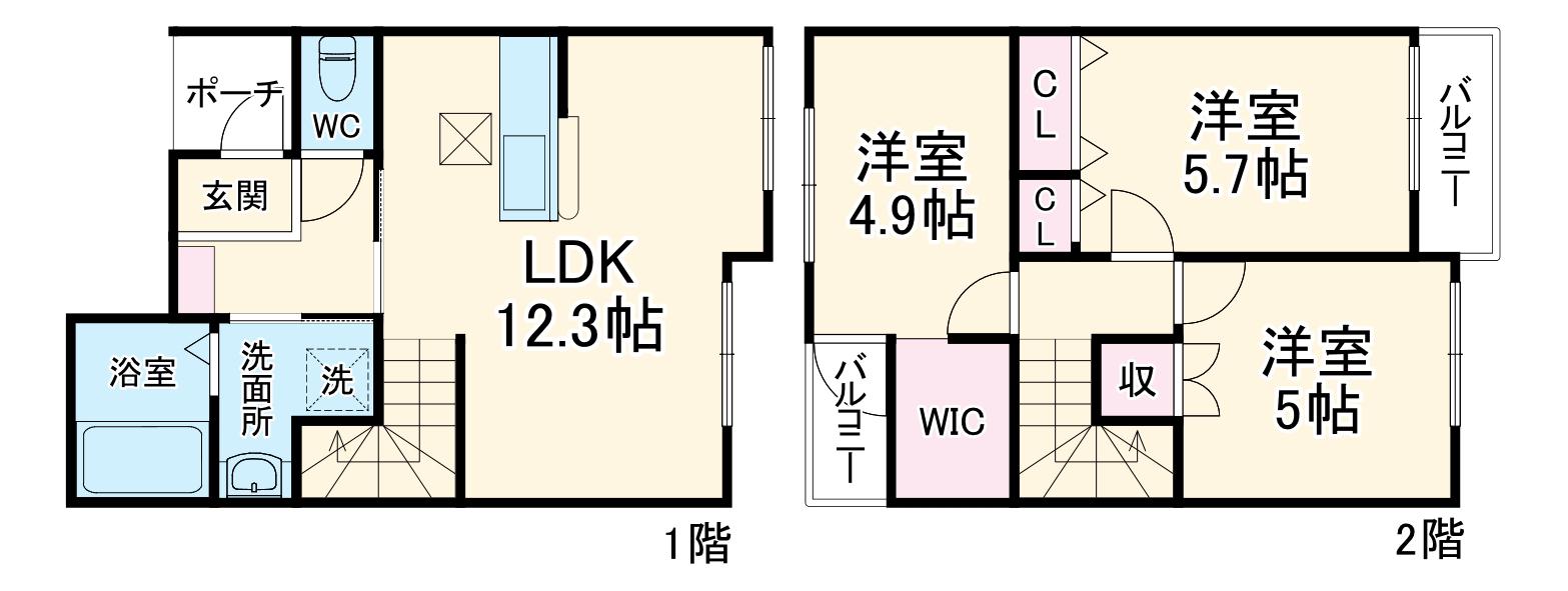 東海道本線 逢妻駅 徒歩17分 2階建 築4年(3LDK)の間取り写真