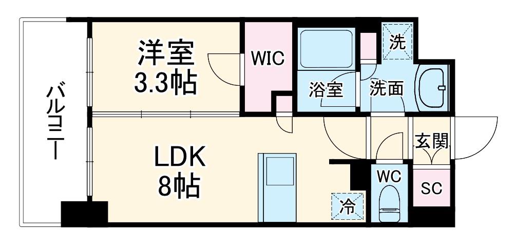 ドゥーエ大宮Ⅱ(1LDK/5階)の間取り写真