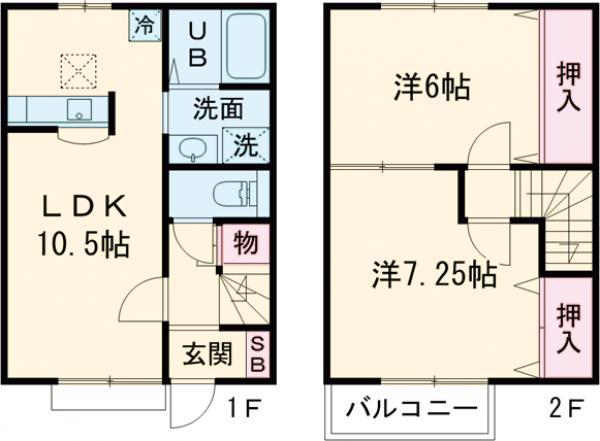 グランシェルＡ(2LDK)の間取り写真