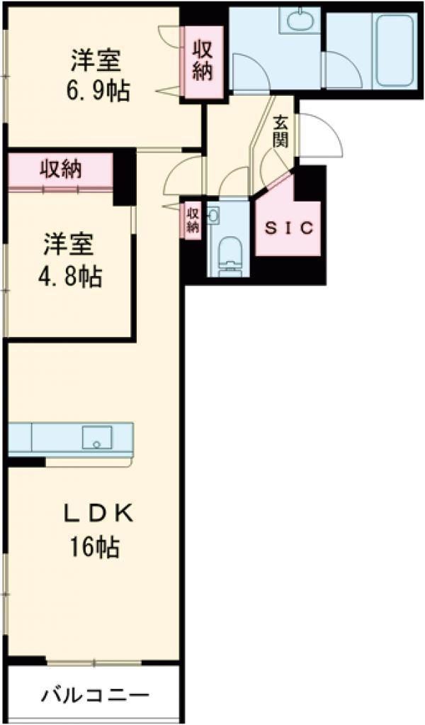 ドミール旗の台(2LDK/1階)の間取り写真