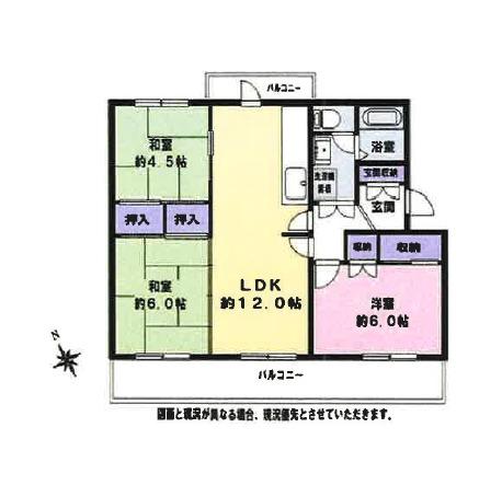 磯部第一団地(3LDK/2階)の間取り写真