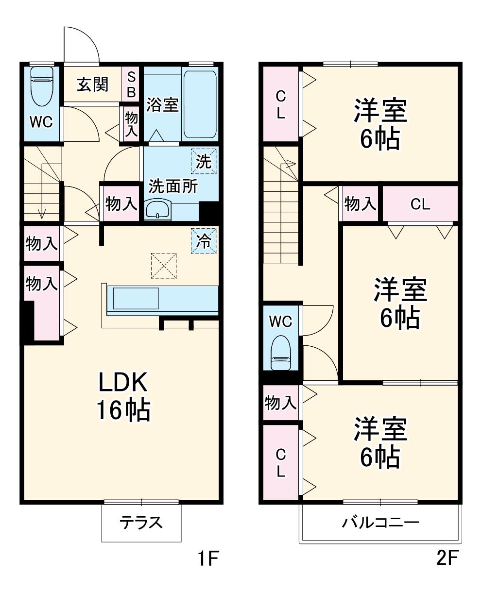 メゾンドール高野Ⅱ(3LDK)の間取り写真