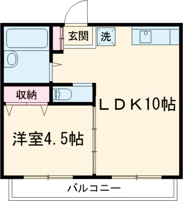 ムサシハイム(1LDK/1階)の間取り写真