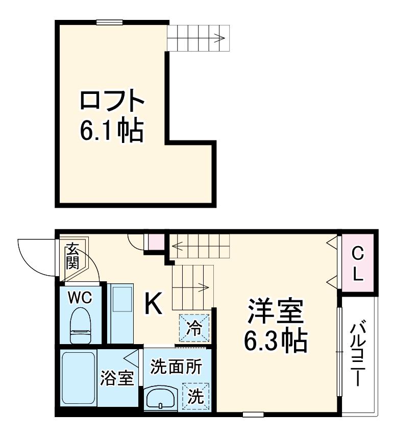 コンフォ—タブル本陣(1K/1階)の間取り写真