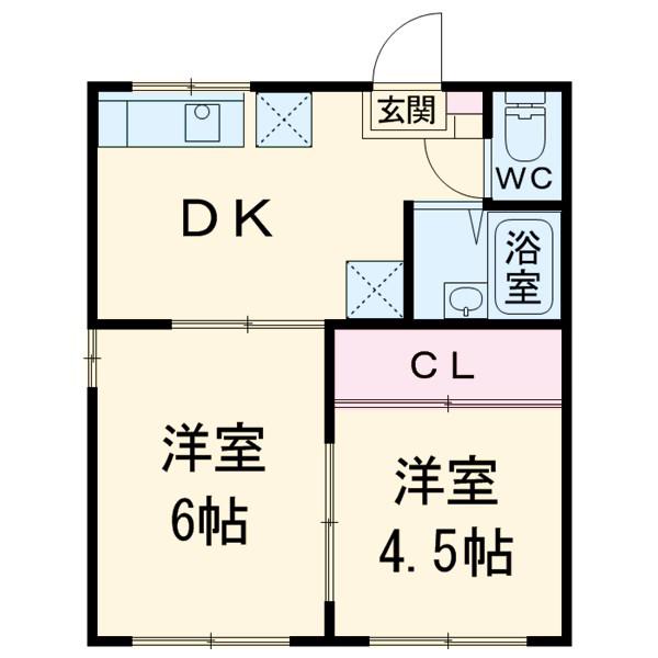 マインド北野(2DK/2階)の間取り写真