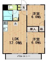 コーポ元木(2LDK/2階)の間取り写真
