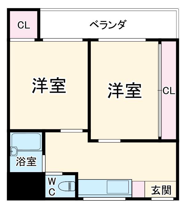 エレガンスファイブ(2DK/4階)の間取り写真