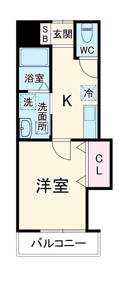 CITYFLAT一ノ割(1K/3階)の間取り写真