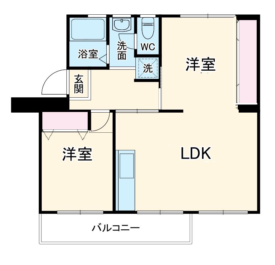 幸町東 16号棟(2LDK/5階)の間取り写真