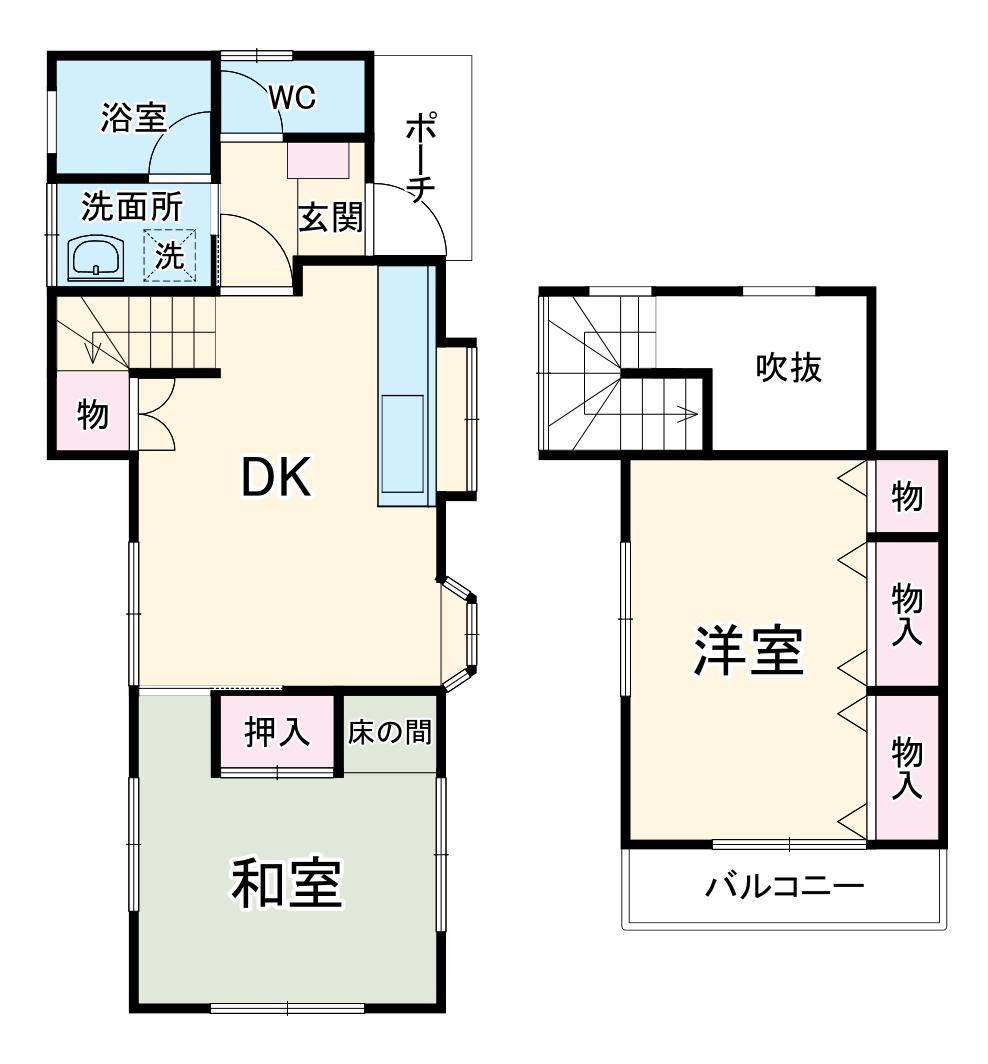 横浜線 橋本駅(神奈川) 徒歩15分 2階建 築33年(2DK)の間取り写真
