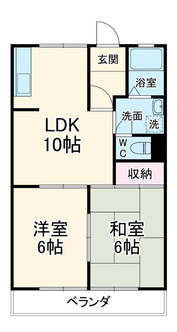 リバティはやのA・B(2LDK/1階)の間取り写真