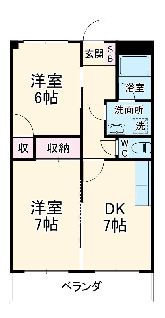 エステート南山TSⅡ(2DK/2階)の間取り写真