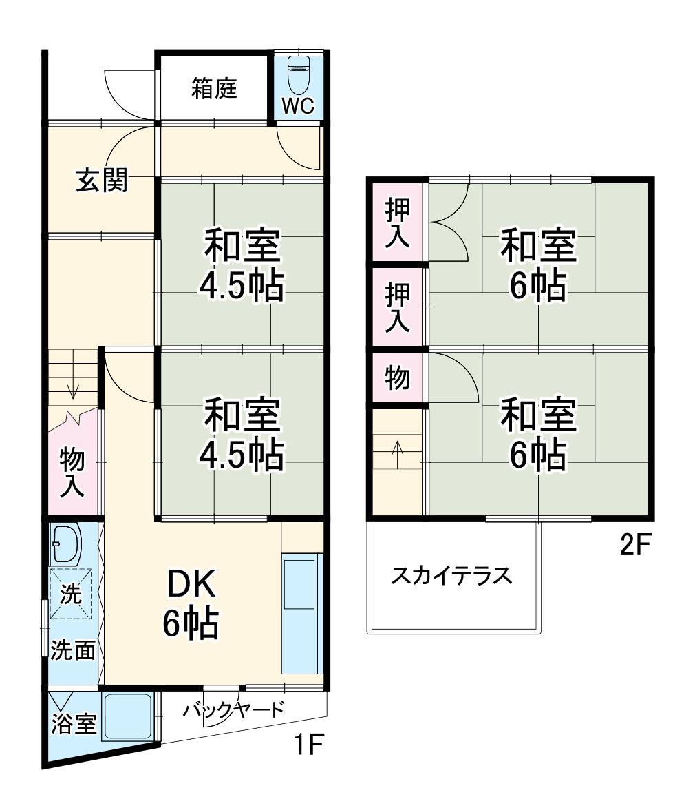 東海道本線 西岐阜駅 徒歩20分 2階建 築69年(4DK)の間取り写真