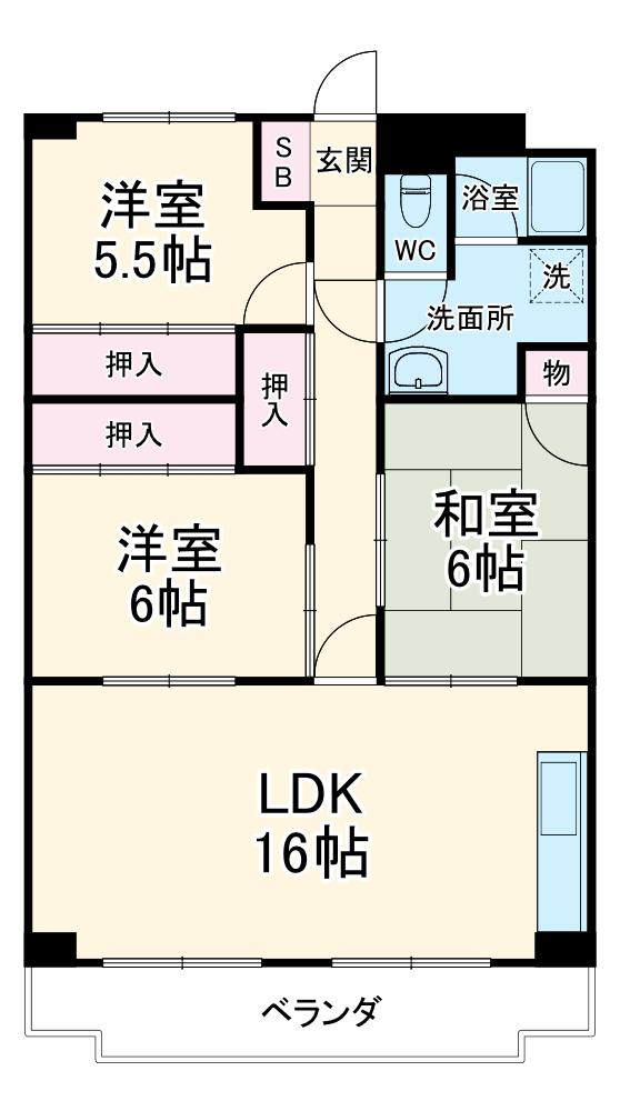 OS・SKYフレックス藤が丘(3LDK/5階)の間取り写真