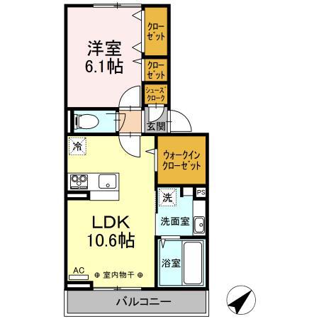 トリア テュラー(1LDK/1階)の間取り写真