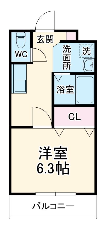 ゴールドハイツ2(1K/3階)の間取り写真