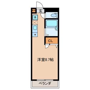 第6宮田ビル(ワンルーム/1階)の間取り写真