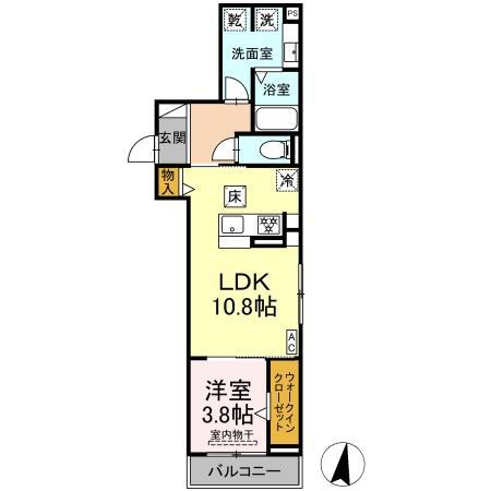 エクラノーブル(1LDK/2階)の間取り写真