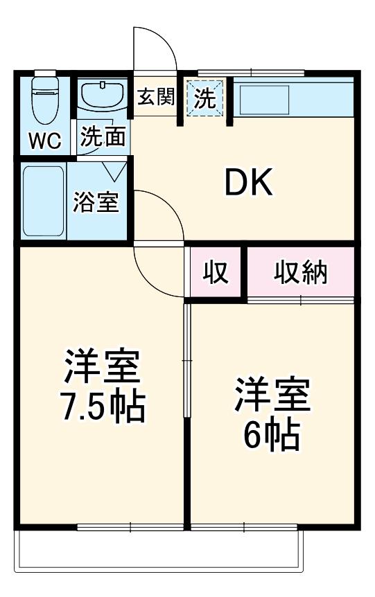 清水ハイツ(2DK/2階)の間取り写真