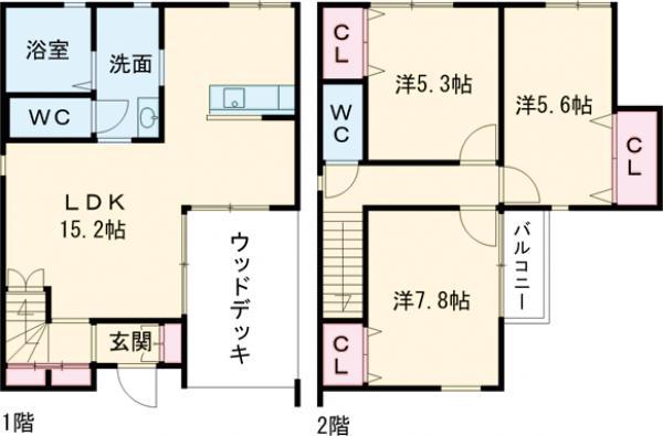 東武伊勢崎・大師線 新伊勢崎駅 徒歩9分 2階建 築4年(3LDK)の間取り写真