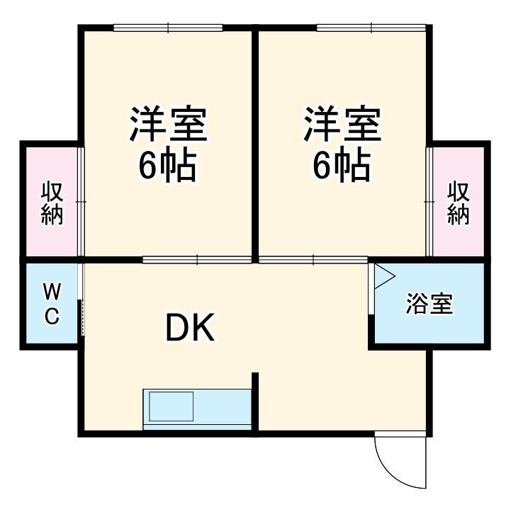 そよ風と丘の上ブルー(2DK/1階)の間取り写真