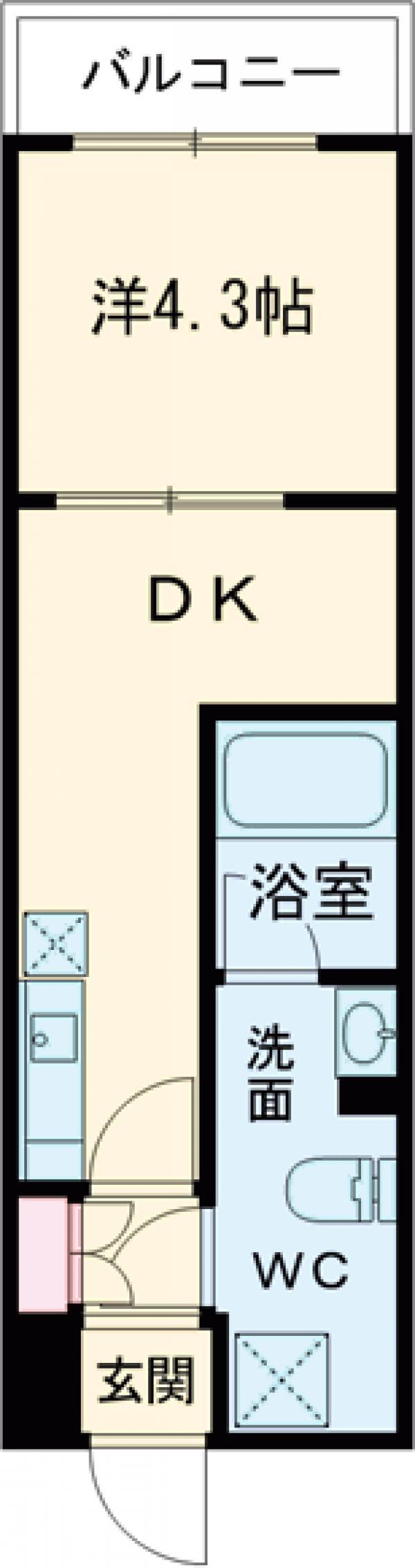 LIV CITY 八王子(1K/2階)の間取り写真
