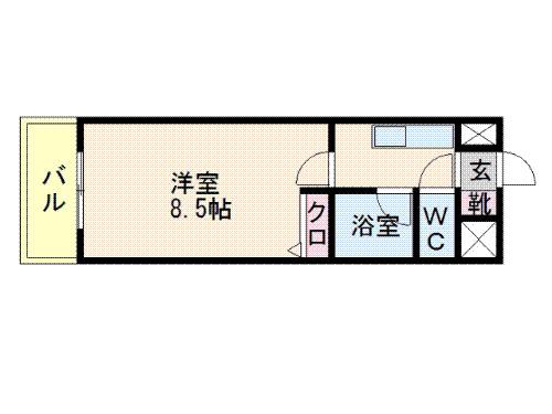 フルール井上(1K/8階)の間取り写真